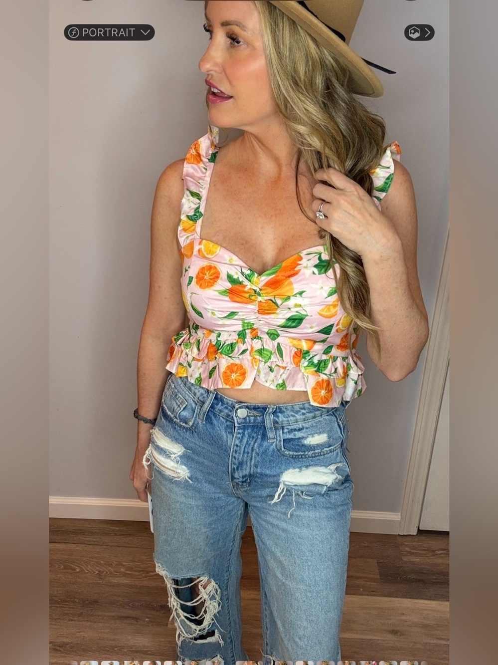 Sugarlips Pink Citrus Ruffle Crop Top perfect for a sunny outing! NWT